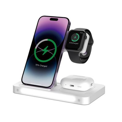 Devia Smart 3in 1 drahtloses Ladegerät 15W weiß Wireless Charger LED