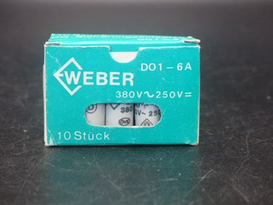 Weber D01-6A 380V 250V Sicherungseinsatz VPE 10 Stück > ungebraucht! <