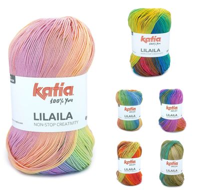 100g Katia Lilaila Farbeverlauf Sommergarn Wolle Stricken Häkeln GP 54,90€/ kg