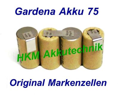 Gardena Accu 75 Akku 4,8V 2,4 Ah NiCd Original Markenzellen für Original Lader
