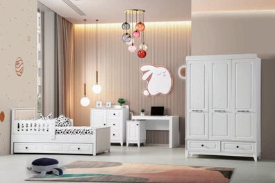 Modern Komplett Jugendzimmer Luxus Kinderzimmer Set 4tlg Weiß Farbe neu