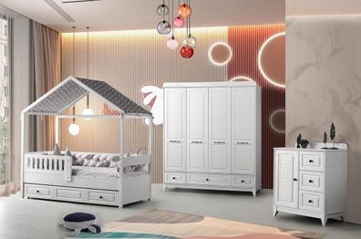 Modern Komplett Jugendzimmer Luxus Kinderzimmer Set 3tlg Weiß Farbe neu