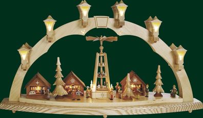 Schwibbogen Weihnachtsmarkt mit Pyramide HxB= 43x80cm NEU Lichterbogen Fensterbog