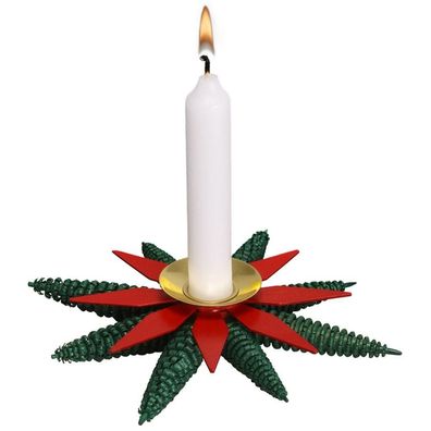 Kerzenhalter mit Ringelbäumchen und Kieferblätter grün/ rot Ø 15cm NEU Kerzen