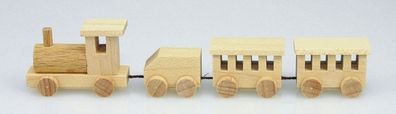 Holzspielzeug Holzeisenbahn mit 3 Wagons natur BxH 11x2,5xcm NEU Spielzeug Zug Ei