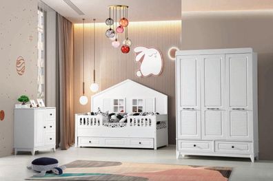 Stilvoll Komplett Jugendzimmer Luxus Kinderzimmer Set 3tlg Weiß Farbe