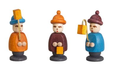 Miniaturfiguren 3 Laternenkinder bunt Höhe 2,7cm NEU Weihnachten Figuren Laterne