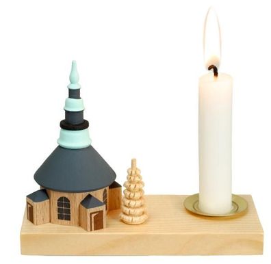 Kerzenhalter Seiffener Kirche BxHxT 10x8x4,5cm NEU Weihnachtssockel Kerze Teelich