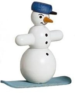 Miniaturfigur Schneemänner mit Snowboard 5cm NEU Holzfigur Weihnachtsfigur Holz