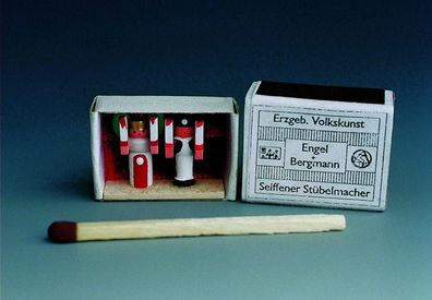 Mini Zündholzschachtel Engel und Bergmann BxH 2,5 x 1,5 cm NEU Seiffen Miniatur