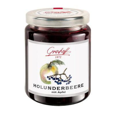 Grashoff Holunderbeere mit Apfel Konfitüre Extra köstlich 250g