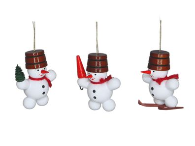 Baumbehang Schneemänner bunt mit Holzbottig BxHxT 3,5x5x3cm NEU Weihnachten
