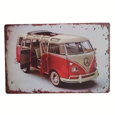 Vintage-Metall-Blechschild, Bulli VW Bus