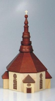 Tischdekoration Seiffener Kirche natur Höhe 20cm NEU Haus Baum Figur Kirche Erzge