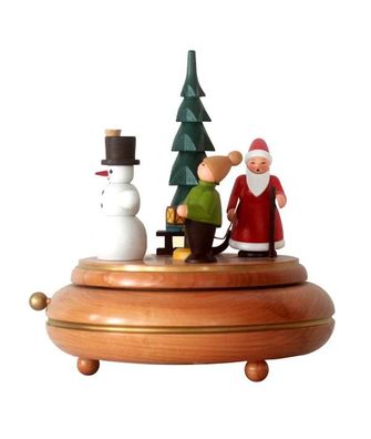 Spieldose mit Weihnachtsmann &amp; Schneemann Höhe=18cm NEU Spieluhr Spielwerk Schne