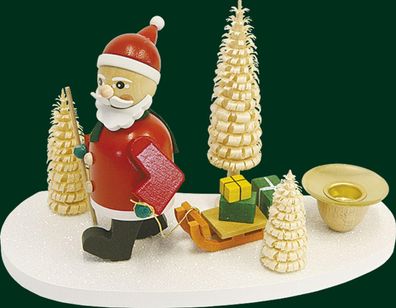 Kerzenhalter Weihnachtsmann mit Schlitten Höhe= 11cm NEU Kerze Kerzenlicht Teelic