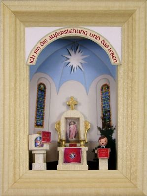 Weihnachtsdekoration Miniaturrahmen mit Dorfkirche BxH 5,5x7 cm NEU Mini Seiffen