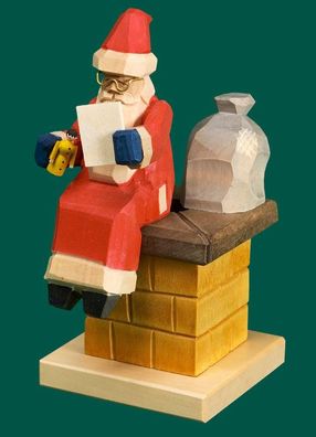 Räuchermann Weihnachtsmann auf Essenkopf geschnitzt Höhe 17cm NEU Rauchen