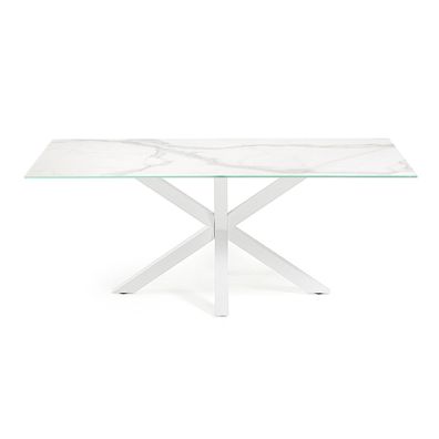 Tisch Argo 180 x 100 cm mit weiß lackierten Stahlbeinen