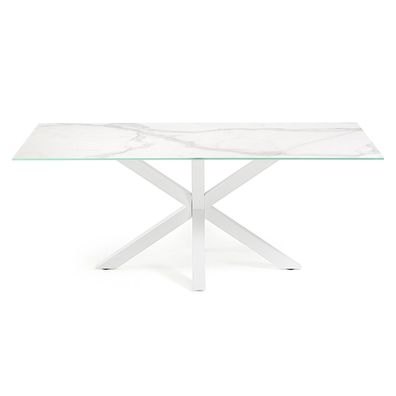 Tisch Argo 160 x 90 cm mit Feinsteinzeug und weißen Stahlbeinen