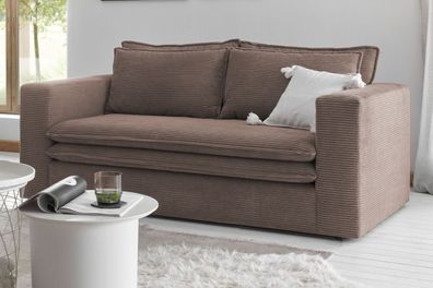 Sofa in Cord braun Wohnzimmer Einzelsofa 2-Sitzer Couch Pesaro 180 cm