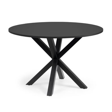 Tisch Full Argo rund mit schwarzem MDF und Stahlbeinen Ø 119 cm