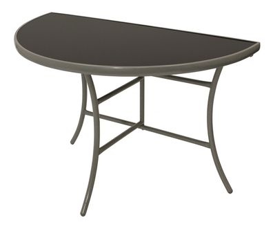 Wandtisch halbrund 110x58 cm mit Stahlgestell und Sicherheitsglas