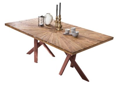 TABLES&CO Tisch 220x100 Teak Natur Metall Braun