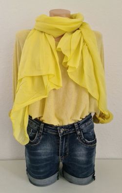 Italy Blogger Schal Tuch Halstuch Seide/ Baumwolle asymetrisch einfarbig Gelb