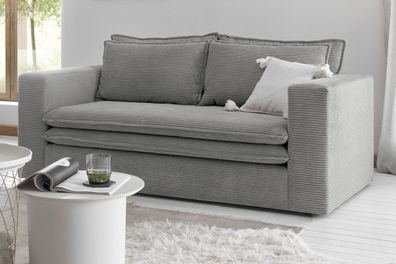Sofa in Cord hellgrau Couch Wohnzimmer Einzelsofa 2-Sitzer Pesaro 180 cm