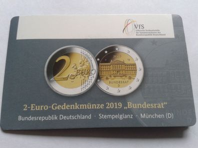 2 euro 2019 Bundesrat coincard Numismata München - nur 1000 St.