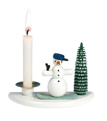 Kerzenhalter mit Schneemann mit Snowboard Höhe ca. 6,5cm NEU Kerzenständer Kerze