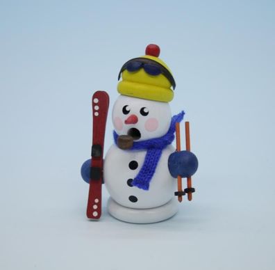 Räucherfigur Schneemann mit Ski und Mütze weiß Höhe 8cm NEU Räuchermann Schnee Ra