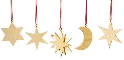 Baumbehang Sonne Mond &amp; Sterne gelb HxB 5x5cm NEU Weihnachten Christbaum