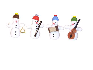 Weihnachtsdekoration Schneemann Quartett mit Instrumenten bunt BxHxT 5x6x4cm NEU