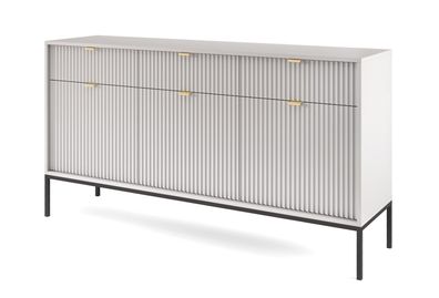 Kommode Nova KSZ154 Sideboard Weiß/ Goldene Griffe und Scharze Beine, 154x83x39