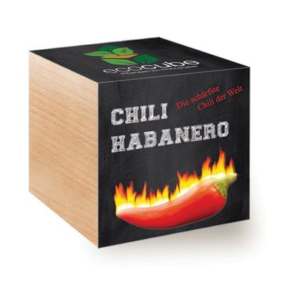 Ecocube Pflanze im Holzwürfel "Chili Habanero" - Die perfekte Geschenkidee