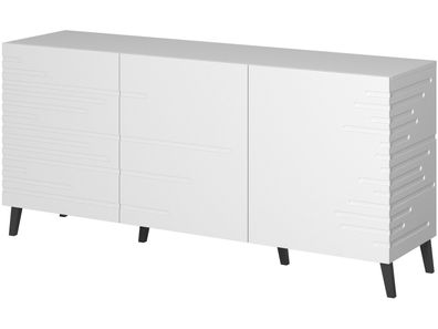 Kommode NOVA Sideboard 155 cm Wohnzimmerschrank in Matte MDF-Platte (Weiß)