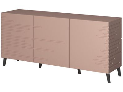Kommode NOVA Sideboard 155 cm Wohnzimmerschrank in Matte MDF-Platte (Rosa)