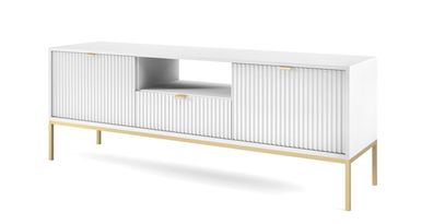 Fernsehschrank Nova RTV154 Unterschrank Lowboard Weiß/ Goldene Griffe und Beine