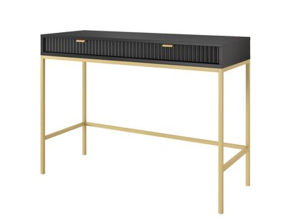 Schreibtisch Nova T104 Schminktisch Schwarz/ Goldene Beine und Griffe