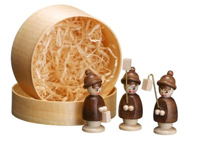 Miniaturfiguren Laternenkinder in der Spanschachtel natur Höhe 3,7cm NEU Spielze