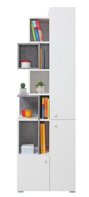 Regal Sigma SI-4: Stilvolles Bücherregal, Weiß Lux/ Beton