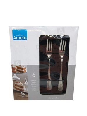 Amefa 6 tlg. Kuchengabel-Set Baguette 14cm aus 18/0 Edelstahl in Silber