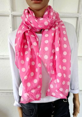 Blogger Italy Schal Tuch Scarf Seide/ Baumwolle asymetrisch große Punkte Pink