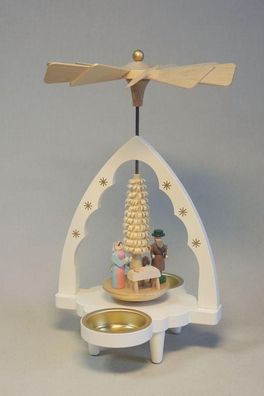 Tischpyramide Christi Geburt weiß mit Teelicht Höhe= 20cm NEU Holzpyramide Tischd