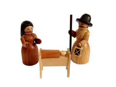 Miniaturfigur Holzfiguren Maria &amp; Josef Höhe=9cm NEU Seiffen Erzgebirge Dekorati