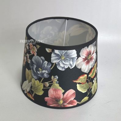 Lampenschirm Blumen schwarz Stil Style elegant Ambiente Tischleuchte konisch 20 cm
