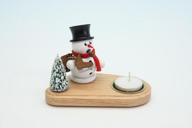 Kerzenhalter mit Teelicht und Schneemann weiß Höhe 14cm NEU Kerze Kerzenlicht Tee