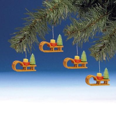 Baumbehang Schlitten bunt Länge 4 cm NEU Weihnachten Baumschmuck Holzschmuck